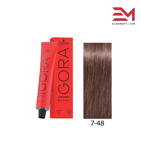 رنگ مو بلوند بژ قرمز متوسط ایگورا 7.48 رویال Igora Royal 7-48